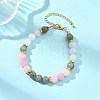 Natural Mashan Jade and White Jade and Labradorite Round Beaded Bracelets for Women BJEW-JB13589-1