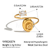 304 Stainless Steel Pave Cubic Zirconia Cuff Open Rings for Women VD5322-1-2