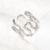 5Pcs 304 Stainless Steel Open Cuff Rings for Women RJEW-K313-04P-2