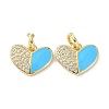 Eco-Friendly Brass Micro Pave Clear Cubic Zirconia Enamel Pendant ZIRC-C021-45G-02-1