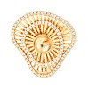 Brass Micro Pave Clear Cubic Zirconia Cuff Ring Components KK-G551-06G-2