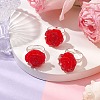 Glitter Powder Rose Resin Finger Rings RJEW-JR00731-02-2