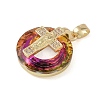 Brass Micro Pave Cubic Zirconia with Glass Pendents KK-Q815-01G-06-2