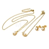 Round Plastic Imitation Pearl Pendant Necklaces & Bracelets & Stud Earrings Sets SJEW-C004-03G-1