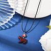 3Pcs 3 Styles Dyed Synthetic Turquoise Horse Pendant Black Waxed Cord Necklaces NJEW-JN05430-4