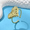 Heart Brass Cuff Rings for Women RJEW-C123-09G-1