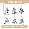 6Pcs 6 Styles Alloy Bell Key & Natural Mixed Stone Bullet Pendant Decorations HJEW-FH00324-2