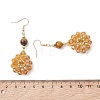 Flower Glass Seed Beads & Natural Tiger Eye Dangle Earrings EJEW-MZ00697-03-4