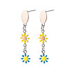 Flower Enamel Long Dangle Stud Earrings EJEW-N049-03A-1