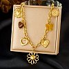 304 Stainless Steel & Resin Multi-Pendant Bib Necklaces for Women SA-CBA717A-03G-02-1