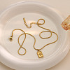 304 Stainless Steel Rectangle with Butterfly Pendant Round Snake Chain Necklaces for Women WG3CF6B-01-3