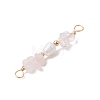 Natural Rose Quartz Chip & Natural Cultured Freshwater Pearl Rice Beaded Connector Charms PALLOY-JF03707-11-4