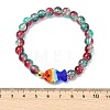 Two Tone Crackle Glass & Handmade Lampwork Beads Stretch Bracelets for Women BJEW-JB13844-5