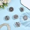 6Pcs 6 Styles Vintage Alloy Filigree Flower Anti-Slip Sweater Pins FIND-CY0002-28-4
