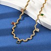 304 Stainless Steel Rope Chain Colorful Cubic Zirconia Tassel Necklaces for Women NJEW-V015-01G-B-4