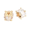Brass Clear Cubic Zirconia Beads KK-B186-21B-G-2