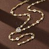 Brass Pave Cubic Zirconia Heart Pendant Y Tassel Necklaces for Women NJEW-A071-01G-08-2