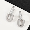 Brass Clear Cubic Zirconia U-Shaped Hoop Earrings EJEW-Q016-20P-4