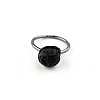 Iron Wire Wrapped Natural Lava Rock Round Beaded Cuff Rings WGDBE9A-02-2