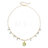 Ocean Synthetic Turquoise Sea Turtle Pendant Brass Mixed Chain Necklaces with Blue Glass for Women NJEW-JN06068-4