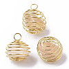 Iron Wrap-around Spiral Bead Cage Pendants IFIN-R239-14G-1