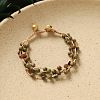 Natural Unakite Round Braided Bead Multi-strand Bracelets for Women WG0F13C-04-1