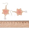 Dyed Natural Malaysia Jade & Glass Seed Beaded Flower with Teardrop Dangle Earrings EJEW-MZ00710-02-3