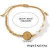 Imitation Pearl and Brass Saint Benedict Braided Bead Bracelets LS-KP6024-5