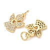 Brass Micro Pave Clear Cubic Zirconia Charms CU-E003-13G-B-2