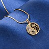 304 Stainless Steel Crystal & Jet Rhinestone Yin-yang Pendant Round Snake Chain Necklaces for Women NJEW-Z044-12G-2