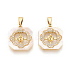 Brass Micro Pave Cubic Zirconia Cup Pearl Peg Bails Pin Pendants KK-T079-04G-1