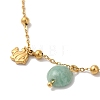 Summer Beach Nuggets Natural Amazonite & Ion Plating(IP) 304 Stainless Steel Charm Anklets for Women BJEW-P326-05B-G-2