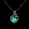 Luminous Alloy Locket Heart Pendant Necklaces NJEW-F284-07A-1