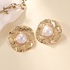 Iron & Plastic Pearl Cuff Bangles & Cuff Rings & Stud Earrings FS-WG5781C-01-4