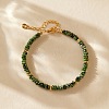 Handmade Natural Green Spot Jasper Rondelle Beaded Bracelets with 304 Stainless Steel End Chains XL9343-6-1