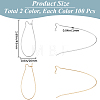 200Pcs 2 Colors Brass Hoop Earrings Findings Kidney Ear Wires KK-SP0001-30-2