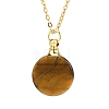 Natural Tiger Eye Flat Round Perfume Bottle Pendant Necklaces PW-WGD45C6-02-1