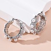 Flower Brass ABS Imitation Pearl Hoop Earrings EJEW-R016-22P-5