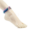3Pcs 3 Colors Polymer Clay Heishi Surfer Stretch Anklets Set with Lampwork Evil Eye AJEW-AN00502-4