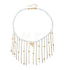Alloy Bird Pendant Alloy Chain Tassel Glass Beaded Bib Necklaces for Women WG4F352-01-5