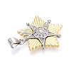 Brass Micro Pave Clear Cubic Zirconia Pendants KK-T080-14A-GP-2