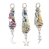 3Pcs 3 Styles Electroplated Natural Quartz Crystal Nuggets Copper Wire Wrapped Pendants PALLOY-JF03128-07-1