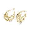 Brass Cube Beaded Crescent Moon Stud Earrings EJEW-P205-01G-2