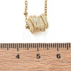 Brass Micro Pave Clear Cubic Zirconia Multi Ring Beads Pendant 304 Stainless Steel Satellite Chain Necklaces for Women NJEW-JN06676-4