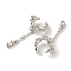 Rack Plating Brass Pave Clear Cubic Zirconia Leaf with Chain Cuff Earrings for Women EJEW-P280-13P-2