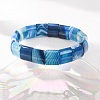 Square Natural Banded Agate(Dyed & Heated) Beaded Stretch Bracelets for Women Men GG-CBA9ACE-B15-2