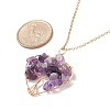 Natural Amethyst Chips Heart with Tree of Life Pendant Necklace NJEW-JN03906-03-6