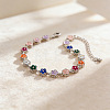 Zinc Alloy Rhinestone Colorful Flower Link Bracelets for Women WG265B3-04-1