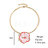 Zinc Alloy Crystal Rhinestone Enamel Pink Flower Pendant Necklaces for Women WGA6D06-01-2