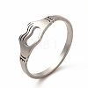 304 Stainless Steel Hollow Out Heart Hand Finger Ring for Women RJEW-K239-03P-3